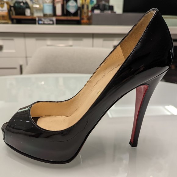 Christian Louboutin - Very Prive Black Patent Leather Heels in 37.5 120mm (EUC) - Picture 8 of 11